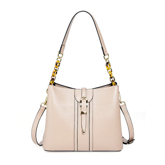 Luxury Large Capacity Leather Bucket Shoulder Handbag