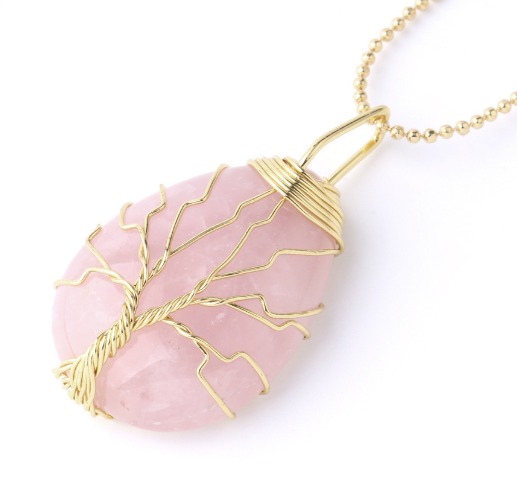 Tree of Life Crystal Teardrop Necklace