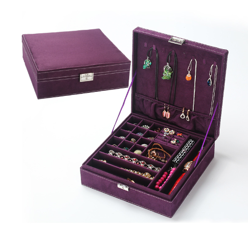 Luxury Velvet Jewelry Box Organizer – Multi-Layer Storage Case for Rings, Earrings & Necklaces