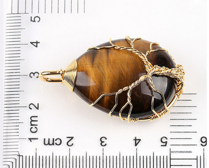 Tree of Life Crystal Teardrop Necklace