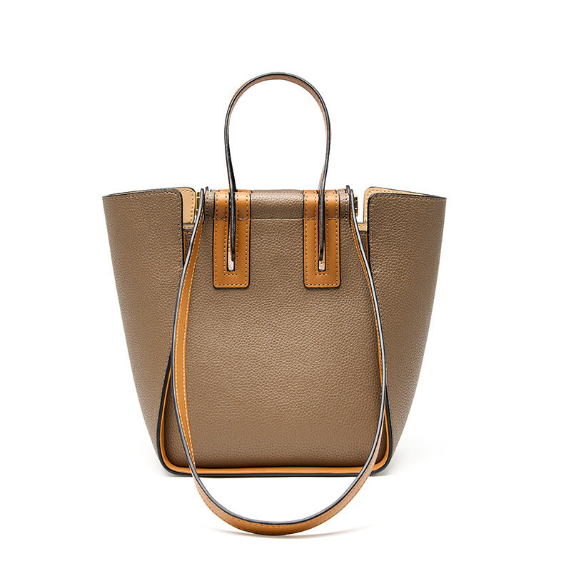 Luxury Color Block Tote Handbag for Women – Elegant Leather Commuter Bag