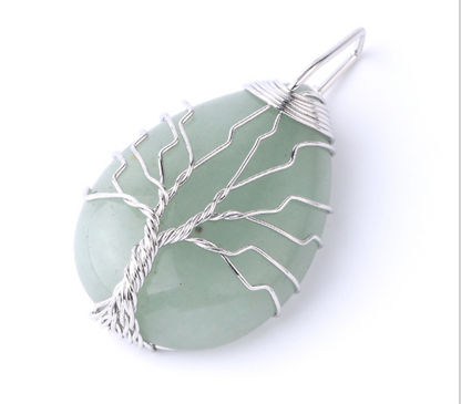 Tree of Life Crystal Teardrop Necklace
