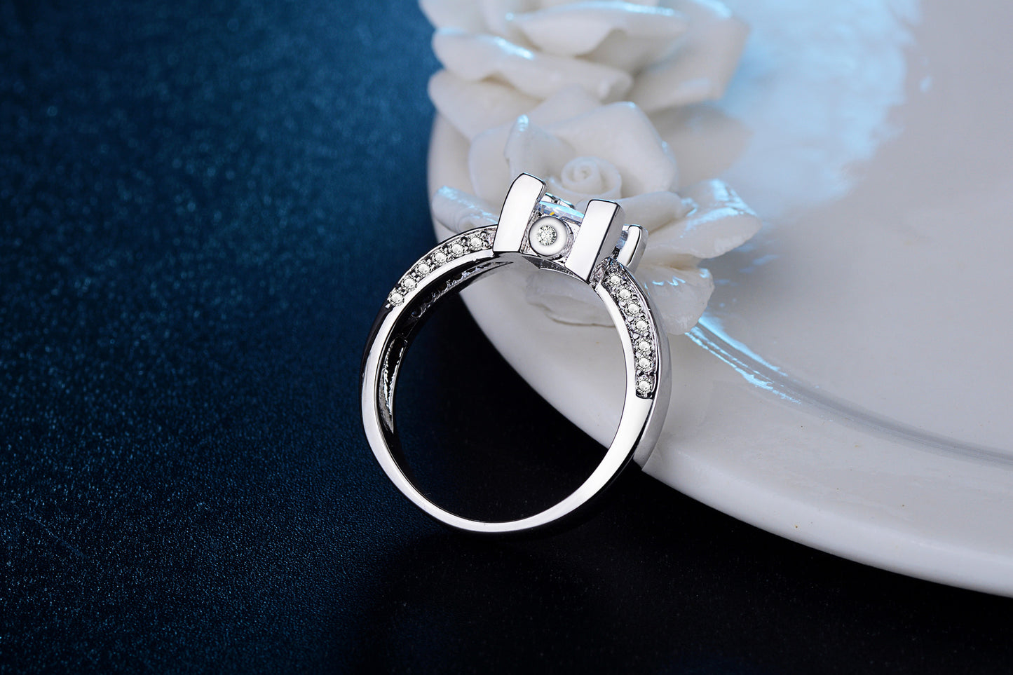 Silver Princess Cut Ring