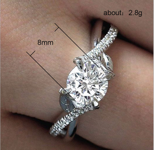 Luxury Round Cut Crystal Engagement Ring for Women