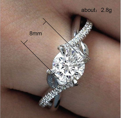 Luxury Round Cut Crystal Engagement Ring for Women