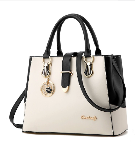 Elegant Color Block Tote Messenger Handbag