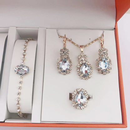 Luxury Teardrop Crystal Bridal Jewelry Set