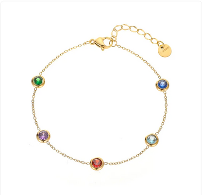 Color Gemstone Gold Bracelet