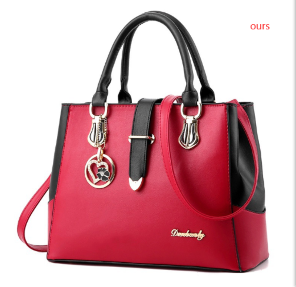 Elegant Color Block Tote Messenger Handbag