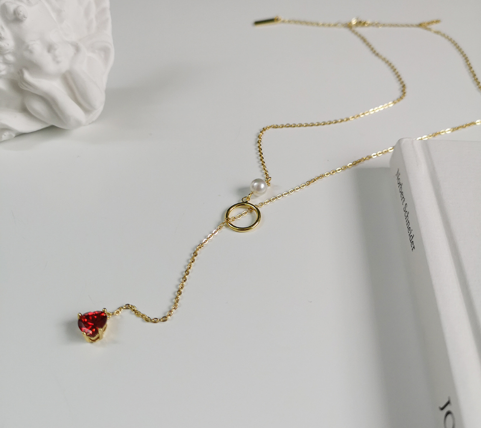 Elegant Heart Pearl Drop Necklace for Women – Gold Chain Choker Pendant