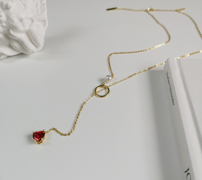 Elegant Heart Pearl Drop Necklace for Women – Gold Chain Choker Pendant