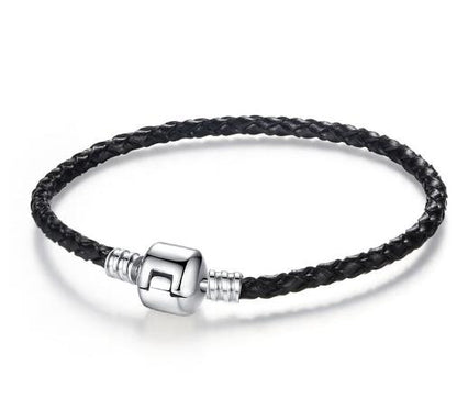 Braided Leather Charm Bracelet