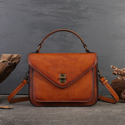 Vintage Leather Crossbody Shoulder Handbag for Women