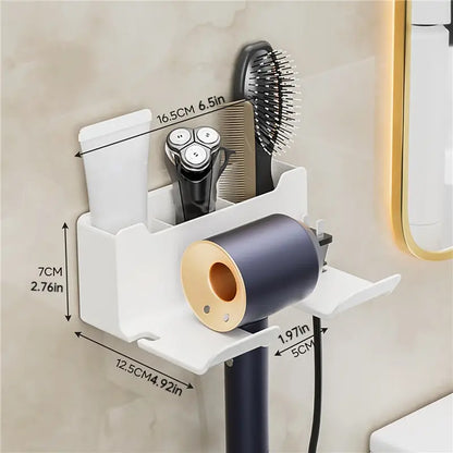 Wall Mounted Hair Tool Holder – Bathroom Organizer Rack for Hair Dryer & Styling Accessories