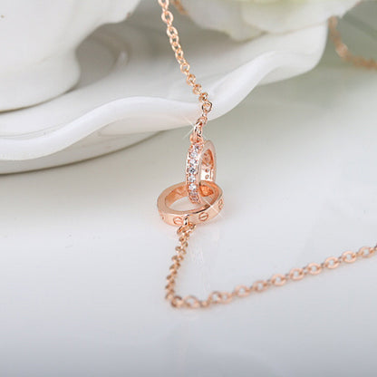 Luxury Double Ring Crystal Necklace