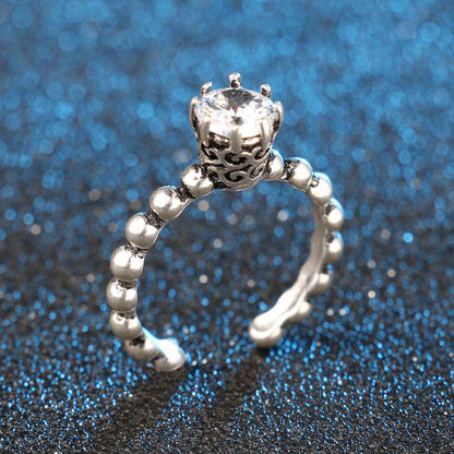 Luxury Silver Crystal Statement Ring