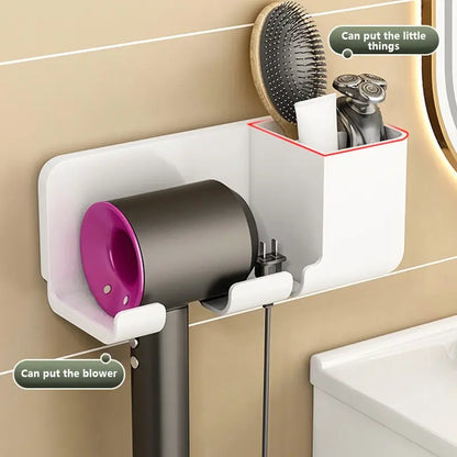 Wall Mounted Hair Tool Holder – Bathroom Organizer Rack for Hair Dryer & Styling Accessories