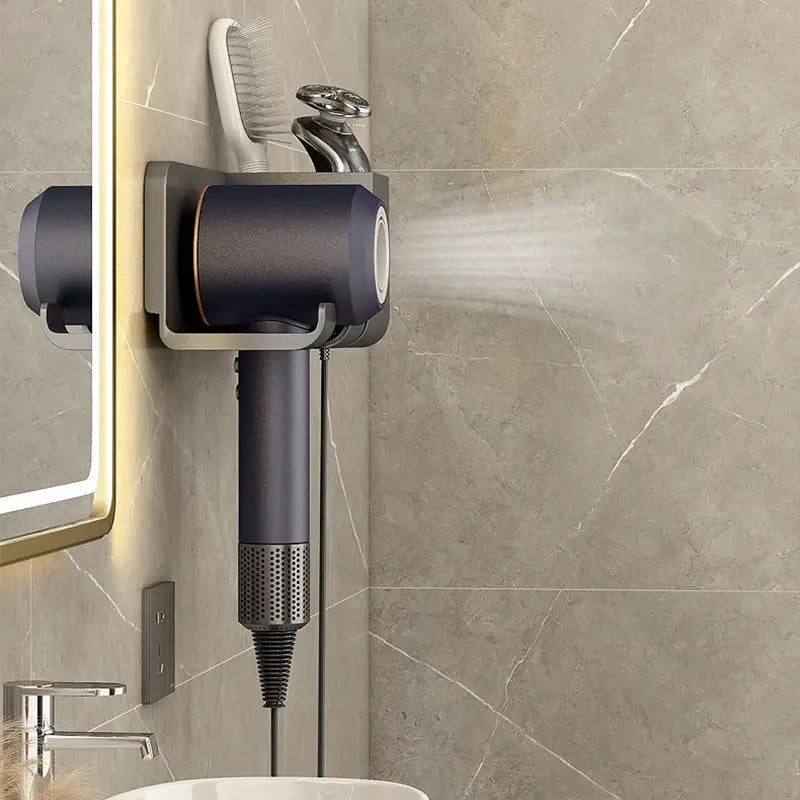 Wall Mounted Hair Tool Holder – Bathroom Organizer Rack for Hair Dryer & Styling Accessories