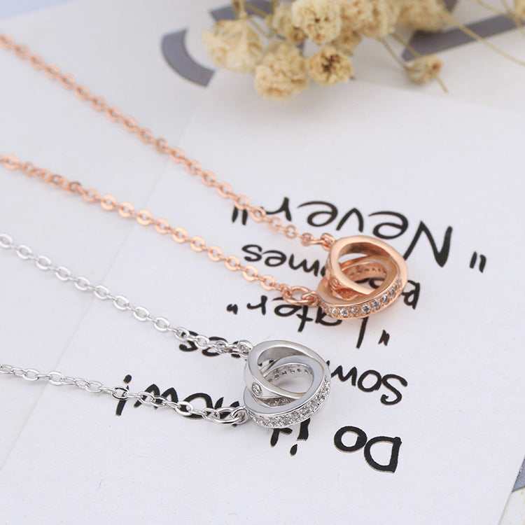 Luxury Double Ring Crystal Necklace