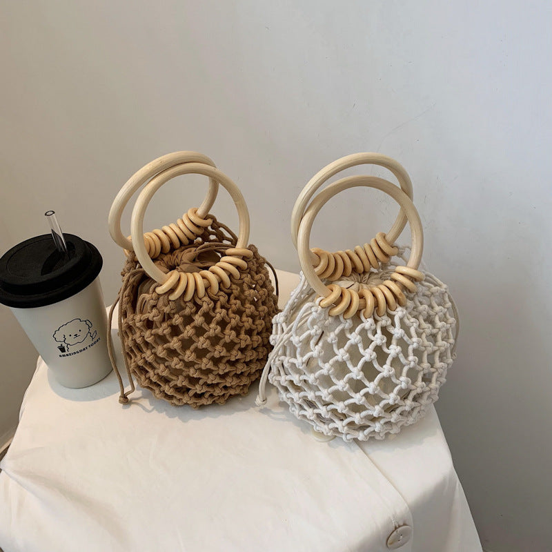 Boho Woven Bucket Bag – Handmade Casual Summer Handbag for Women