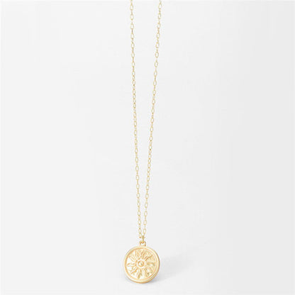 Minimalist Sunflower Coin Necklace for Women – Gold Pendant Chain Jewelry |