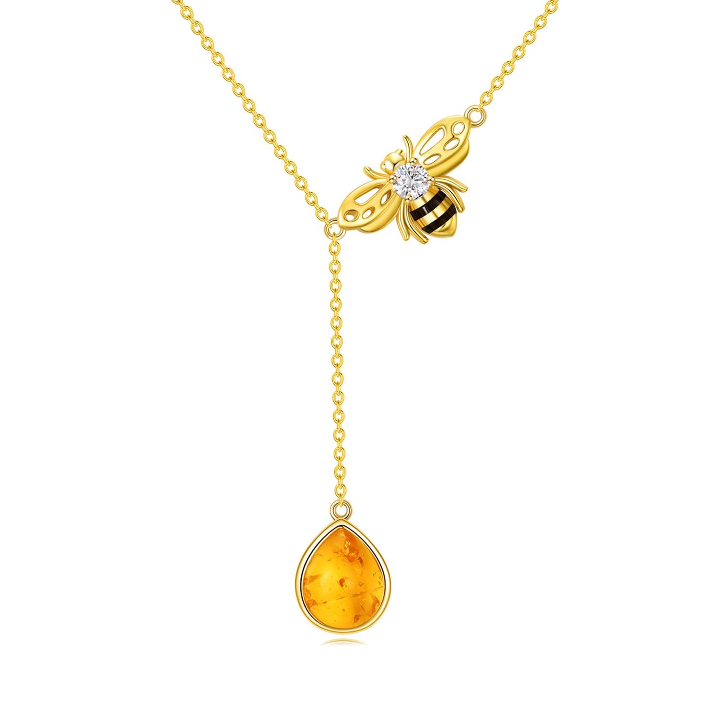Honey Bee Amber Necklace