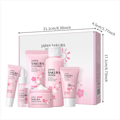 Cherry Blossom Skin Care 6-Piece Set – Hydrating & Brightening Facial Care Beauty Kit