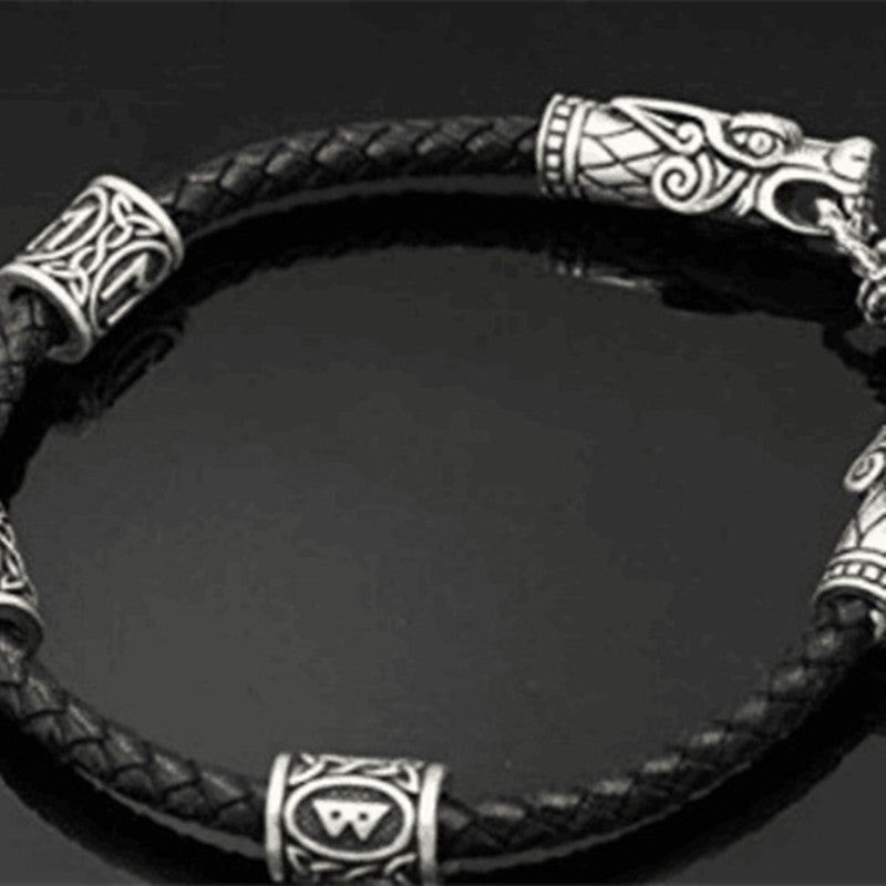 Viking Dragon Leather Bracelet