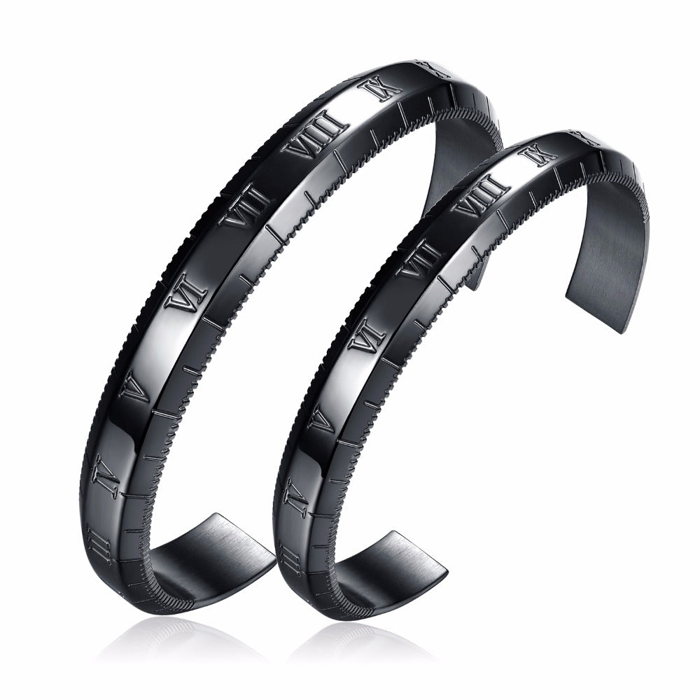 Luxury Roman Numeral Cuff Bracelet for Men & Women