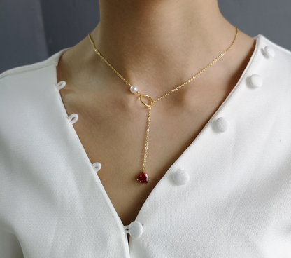 Elegant Heart Pearl Drop Necklace for Women – Gold Chain Choker Pendant