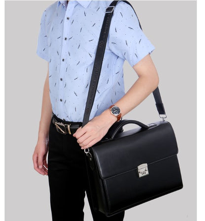 Luxury Leather Crossbody Briefcase Handbag – Elegant Business Style