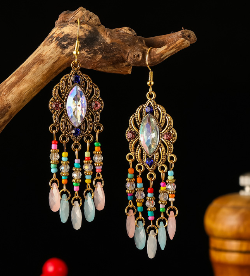 Vintage Boho Tassel Teardrop Earrings