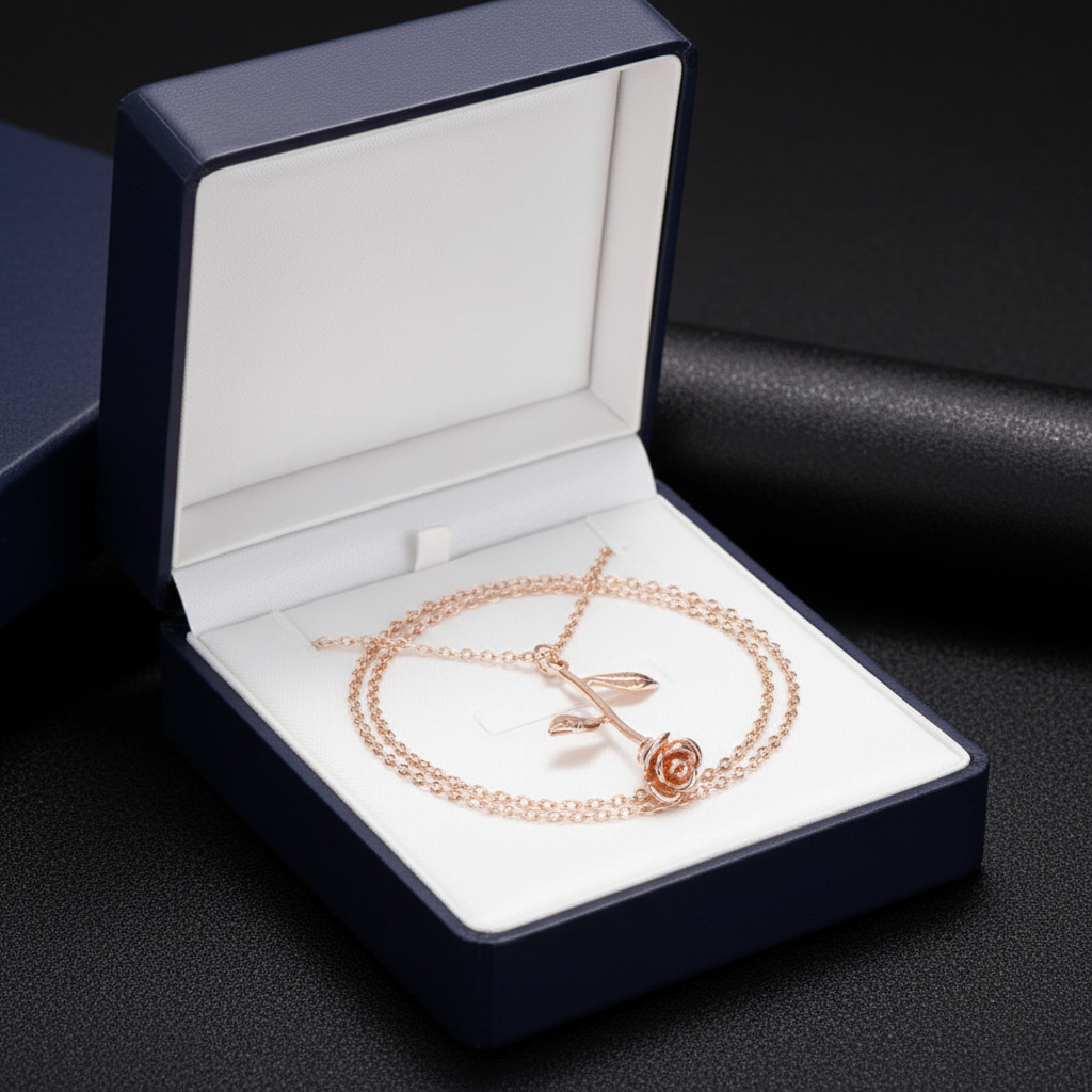 Luxury Crystal Rose Necklace – Romantic Floral Jewelry