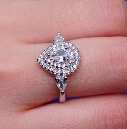 Pink Teardrop Halo Engagement Ring