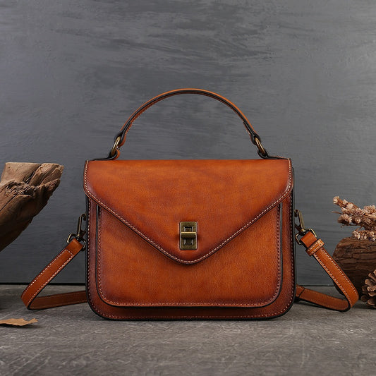 Vintage Leather Crossbody Shoulder Handbag for Women