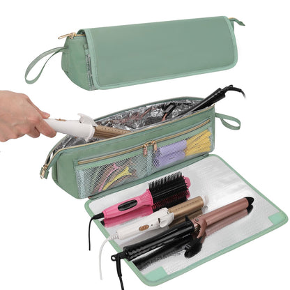 2-in-1 Heat-Resistant Hair Tools Travel Organizer Bag with Storage Pockets