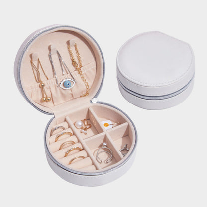 Mini Travel Jewelry Organizer Case – Portable Round Storage Box for Rings & Earrings