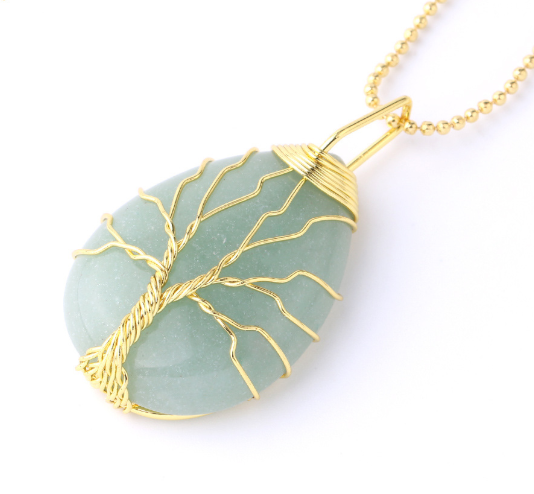 Tree of Life Crystal Teardrop Necklace
