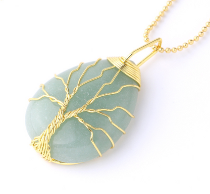 Tree of Life Crystal Teardrop Necklace