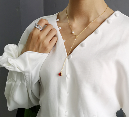 Elegant Heart Pearl Drop Necklace for Women – Gold Chain Choker Pendant