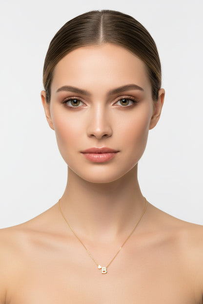Dainty Gold Initial Necklace – Letter B