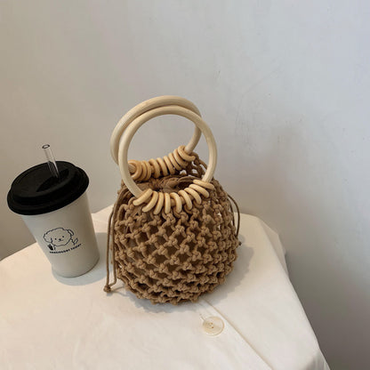 Boho Woven Bucket Bag – Handmade Casual Summer Handbag for Women