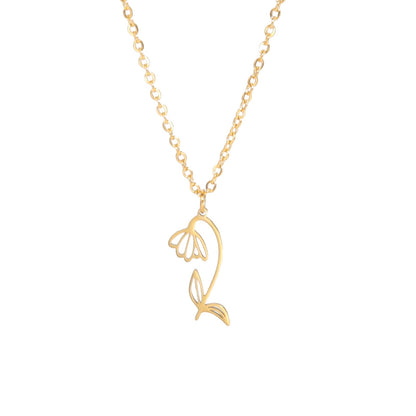 Elegant Birth Flower Necklace – Minimalist Gold Pendant for Women