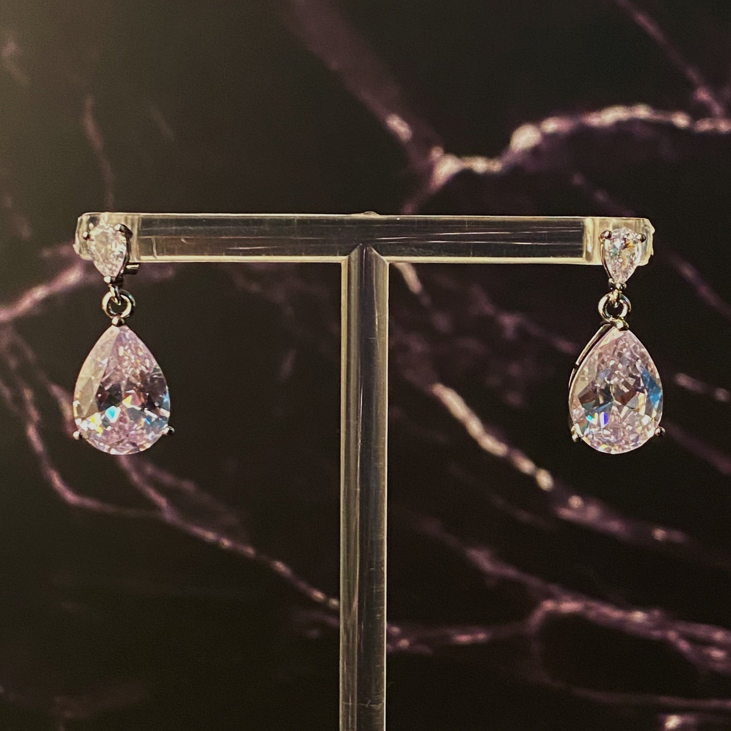 Diamond Look Teardrop Stud Earrings