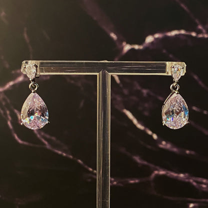Diamond Look Teardrop Stud Earrings