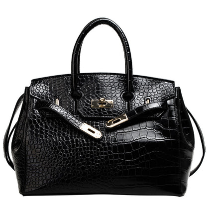 Luxury Crocodile Pattern Tote Bag – Elegant Platinum Women’s Handbag