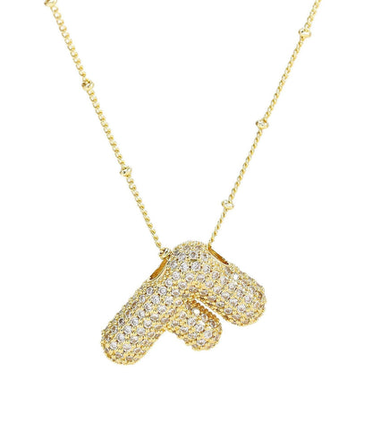 Gold Bubble Initial Necklace – 14K Gold Plated
