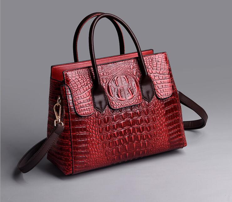 Luxury Crocodile Pattern Women’s Tote Handbag – Vintage Fashion Style