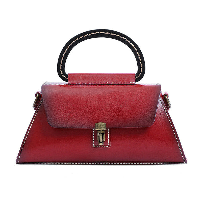 Luxury Geometric Top Handle Leather Handbag for Women