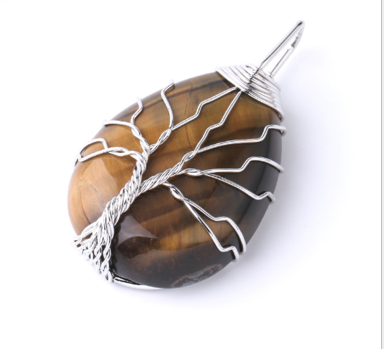 Tree of Life Crystal Teardrop Necklace